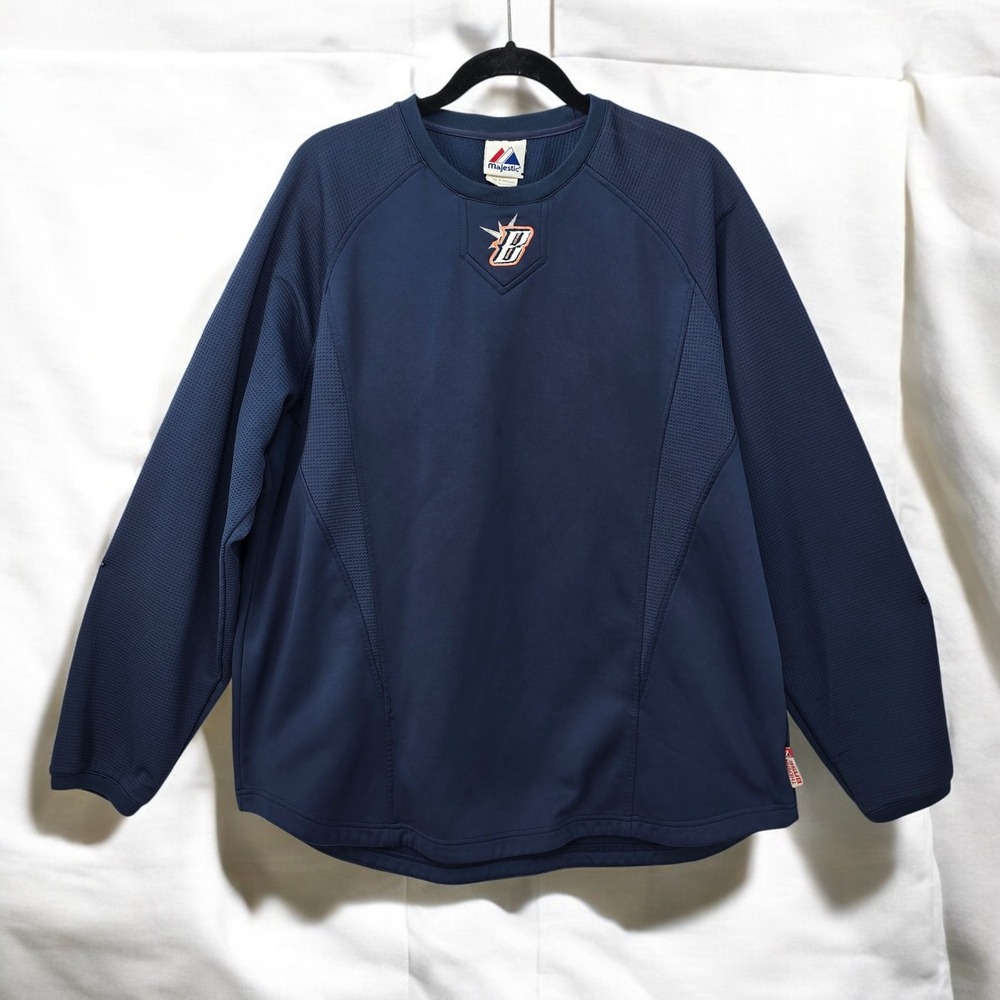 Majestic Therma Base Pullover Long Sleeve‎ Baseball Shirt Men Extra Large Blue